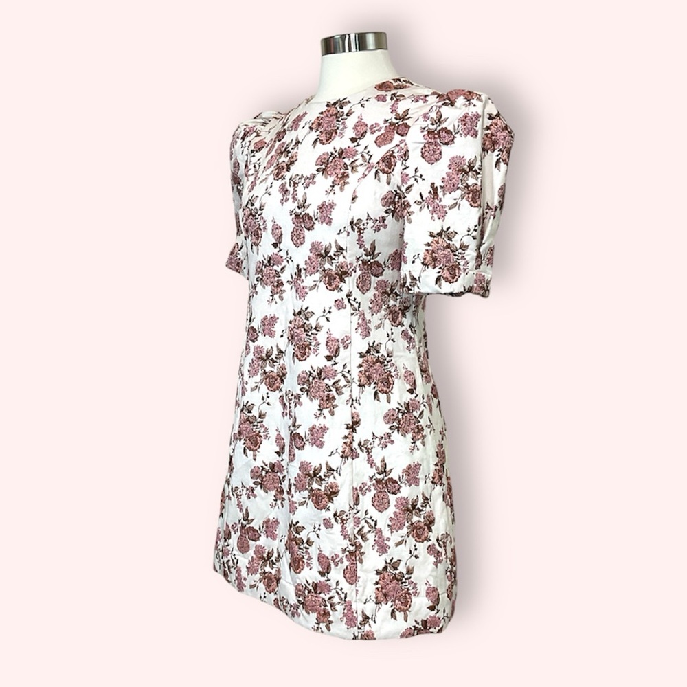 Anthropologie En Saison My World Blush Pink Floral Print Jacquard Mini D… - Picture 5 of 10